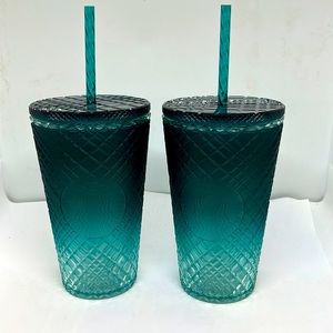 Starbucks Teal Tumbler Set with Straws